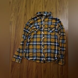 Plaid Button-Up Shirt for Men size large